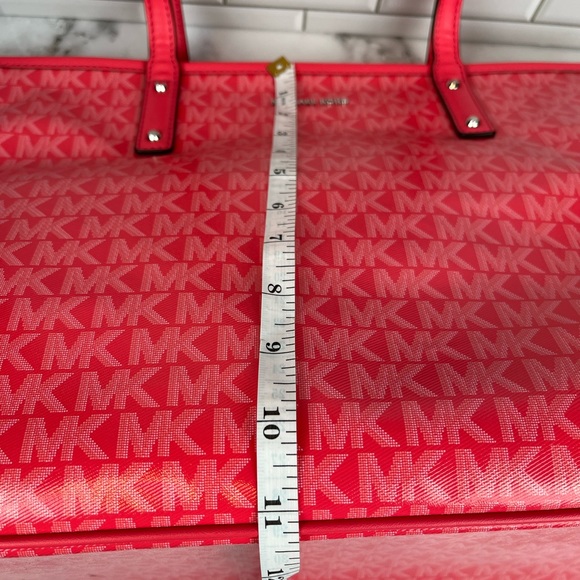Michael Kors Logo Carter  Tap Zip  Tote Bag Geranium - Picture 7 of 9